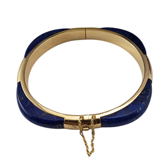 14 Karat Yellow Gold and Lapis Lazuli Bangle Bracelet #21343 - Picture 4 of 8